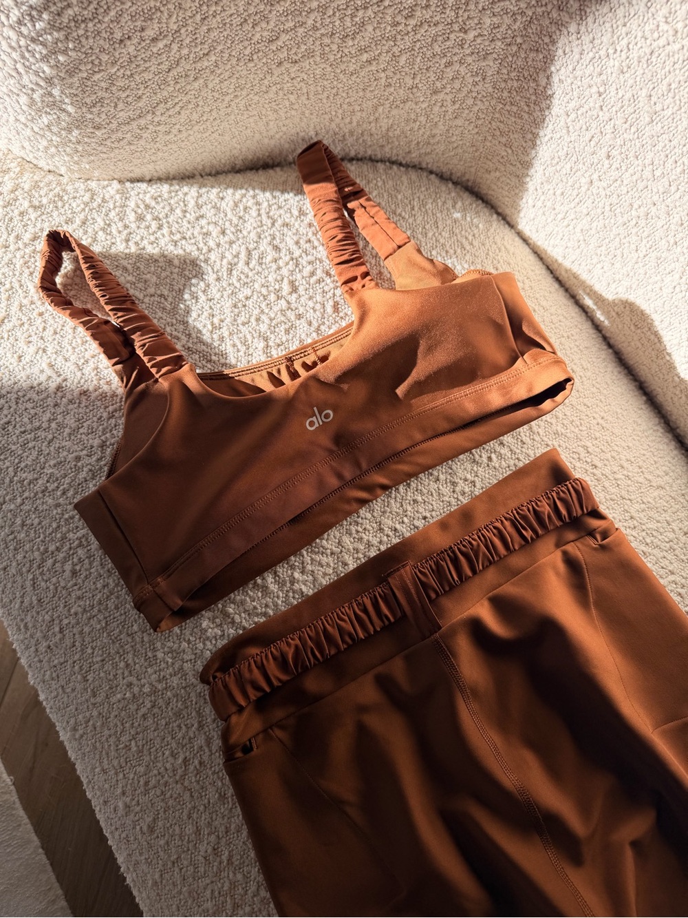 ALO Yoga Rust Brown High-Waist Legging & Matching Crop Top Set